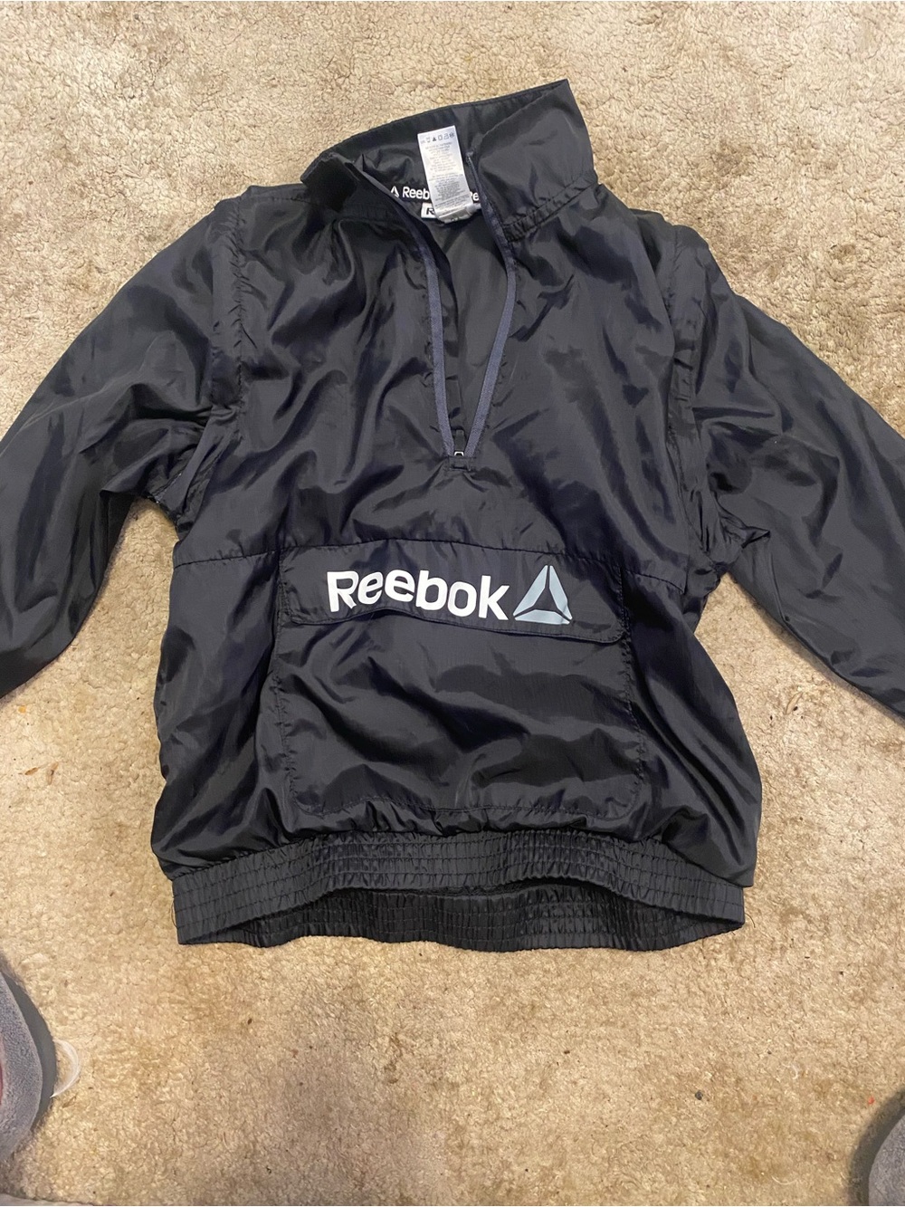 Reebok Kids Black Pullover Rain Anorak with Logo